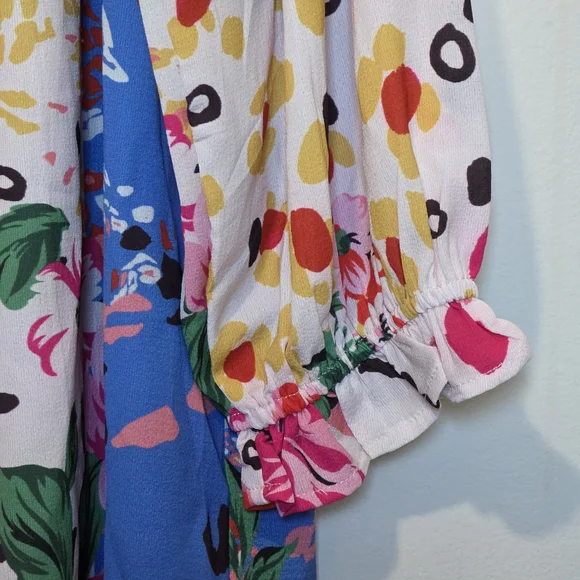 Umgee Floral Animal Print Mixed Media Boho Dress Size Large EUC - Picture 3 of 9